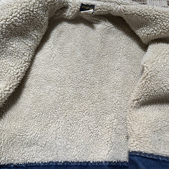 Vintage Wrangler Wrange Coat Sherpa Lined Denim Western Jacket USA Made Medium - Picture 8 of 9